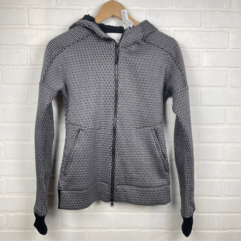 Adidas Reigning Champ WOMEN'S Hooded Zip-Up Jacket black gray size XS casual